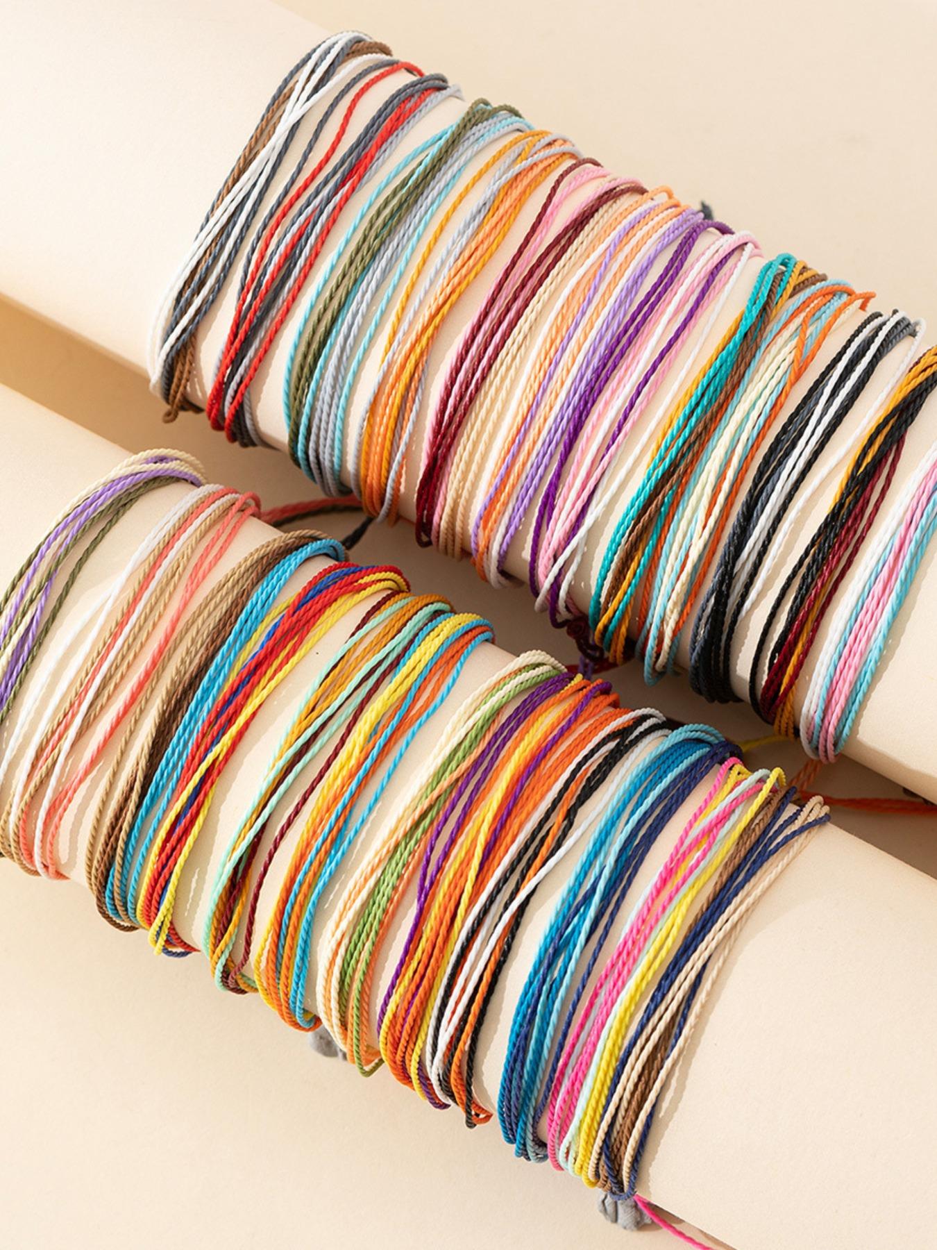 Handmade Assorted Color Braided String Bracelets, Multi-Hue Daily Wear Stackable Wristbands, Perfect Party/favor Gift Set