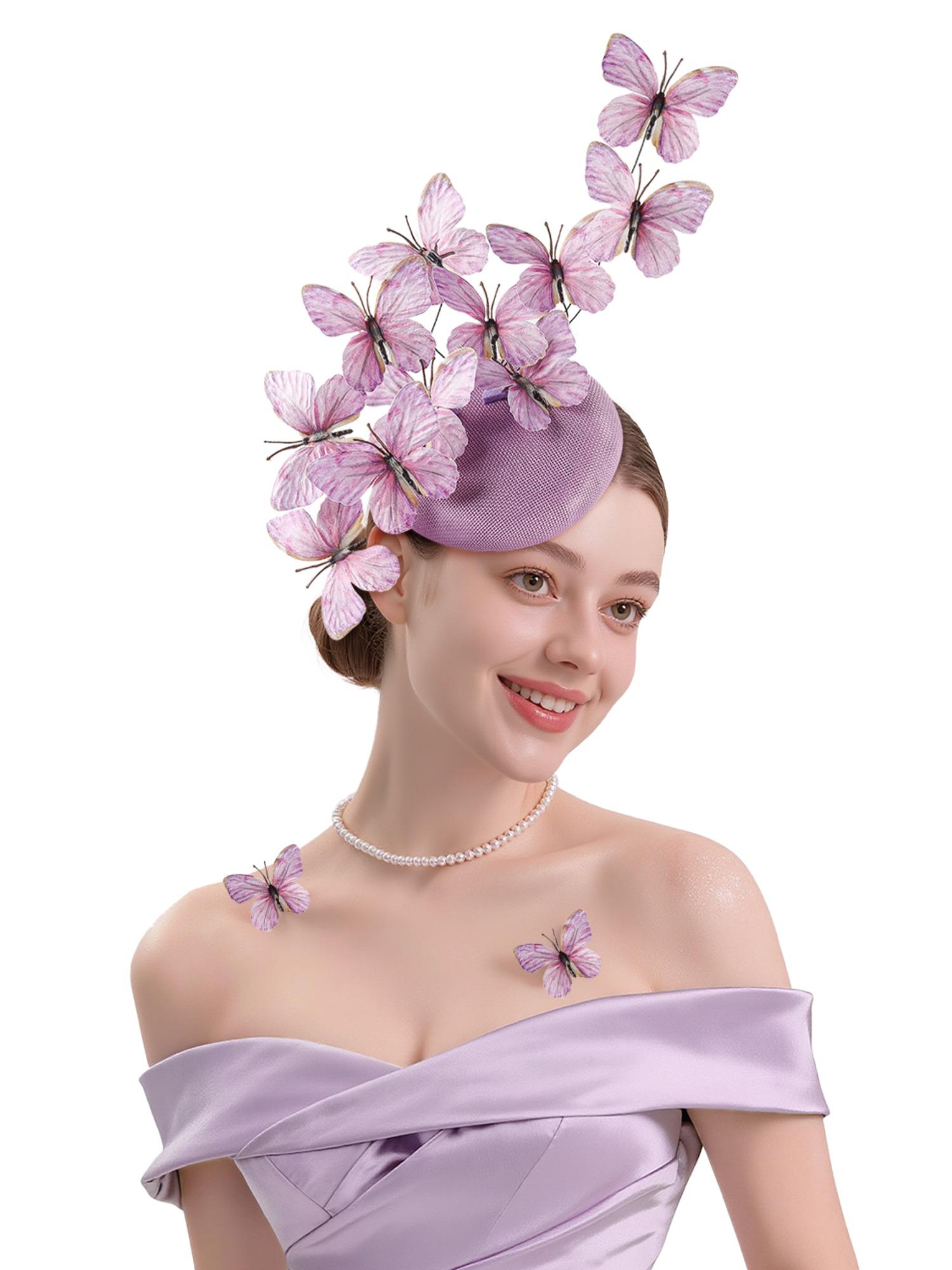 Butterfly Fascinator Hat Feather Tea Party Hat Monarch Butterfly Headband Fascinators for Wedding