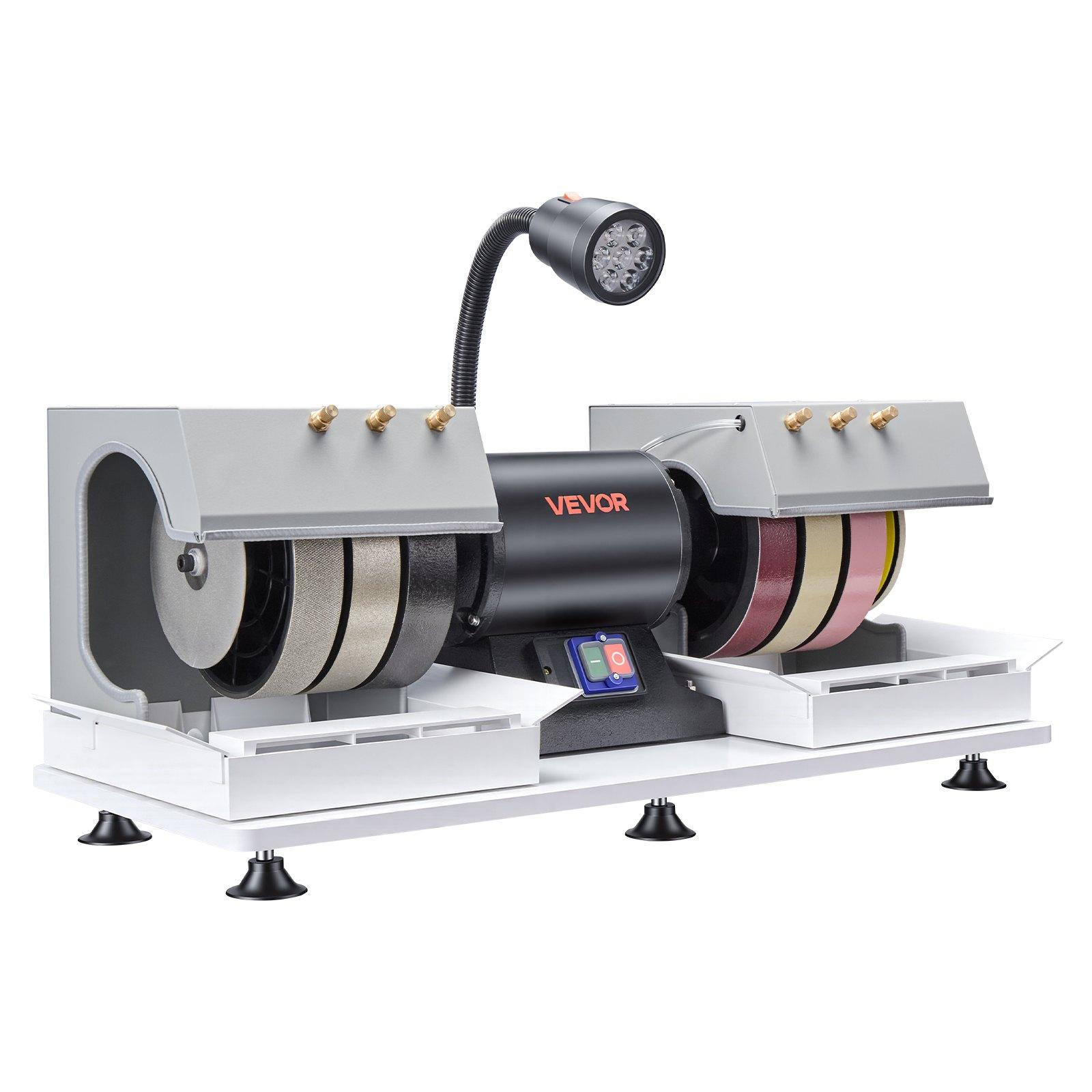 VEVOR Lapidary Cabbing Machine VV-JH-8P, 3/4 HP 550W 1800 RPM 8 Inch Diamond & Resin Wheels, LED Lamp, Water System, 29.2x13.4x13.0 in 79 lbs/35.9 kg Lapidary Equipment for Stone Processing, Indoor Use Gem Enthusiasts, 550 W