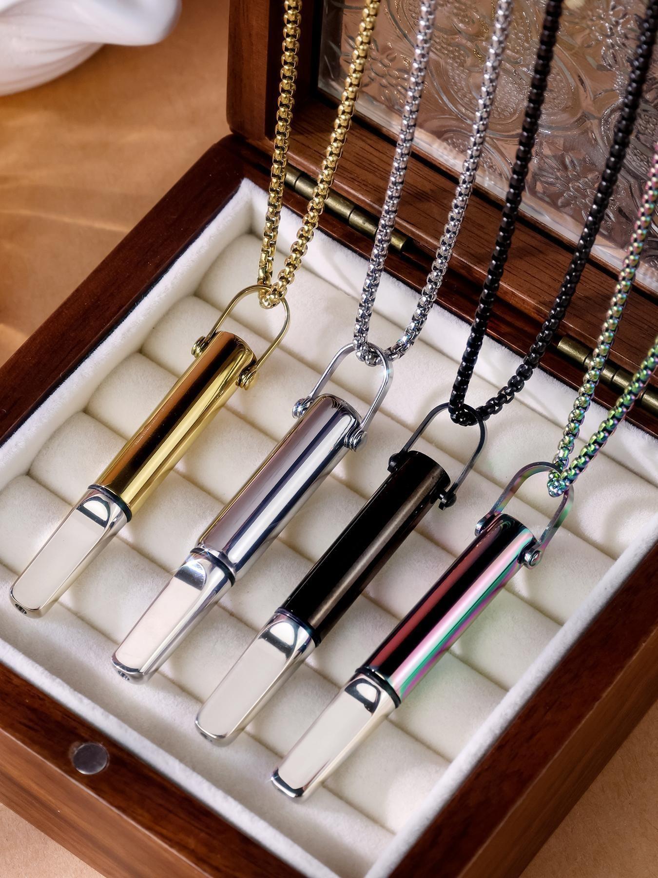 Breath Necklace Stainless Steel Detachable Anxiety Relief Pendant, Mindfulness Breathing, Stress Relief Jewelry, Unisex Gift