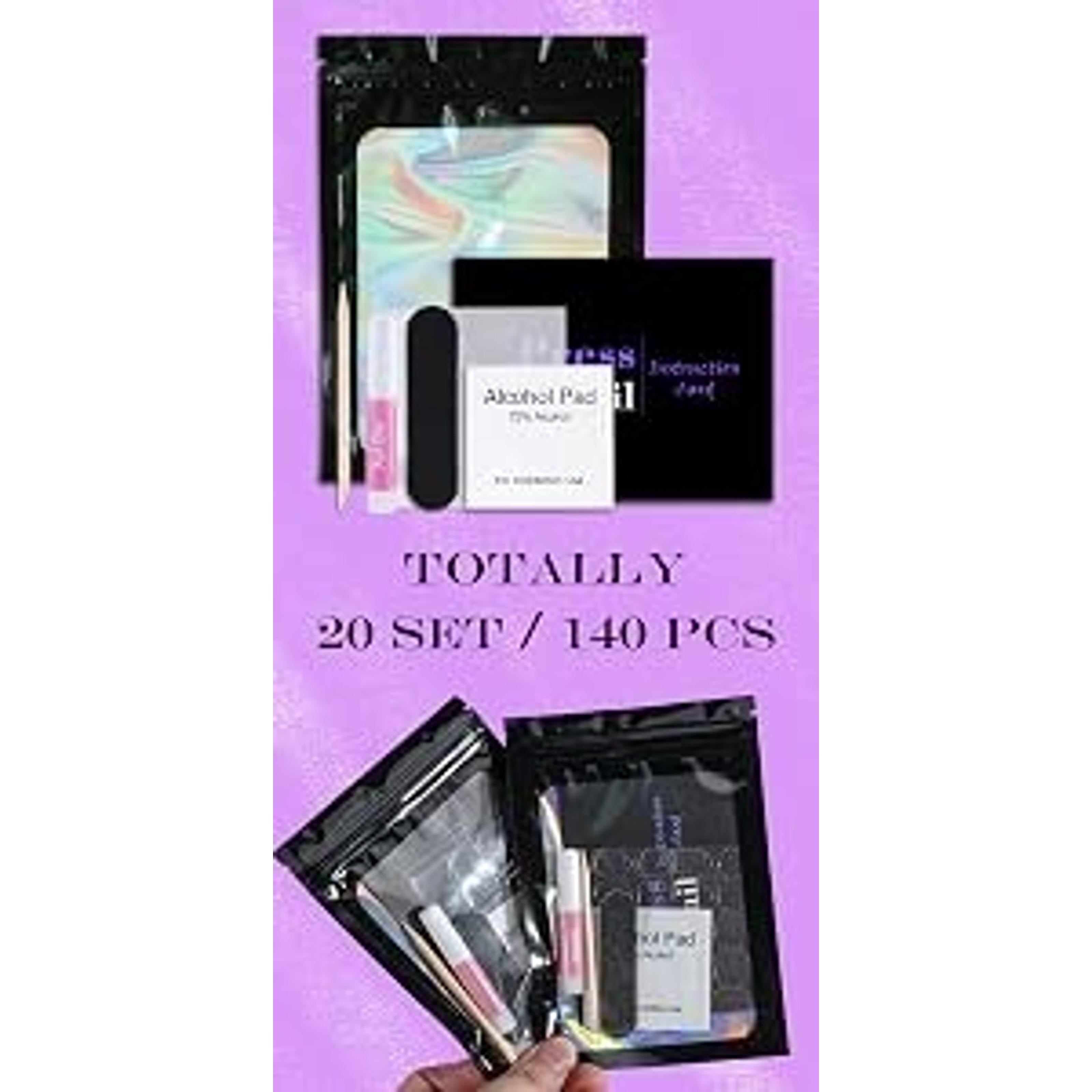 Disposable Nail Supplies Kit, Professional Manicure Press-On Nail Tool Set with Nail File, Adhesive Tabs, Nail Glue, Sticks, Prep Pads, Bags, and Cards for Nail Business (140pcs, 20 Sets, Pink)Gift Disposable Nail Supplies Kit, Professional Manicure Press-On Nail Tool Set with Nail File, Adhesive Tabs, Nail Glue, Sticks, Prep Pads, Bags, and Cards for Nail Business (140pcs, 20 Sets, Pink)Gift