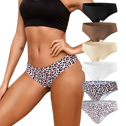 LEVAO Women’s Seamless Assorted Color Elastane Thongs Set - 3/6 Pack Anti-Chafe High-Stretch Fitted No-Show G-Strings with Built-In Padded Strap for Anti-Cameltoe, Accurate Fit, Stay-Put Wear in Yoga, Workout, Anti-Chafe Thongs,sohochic