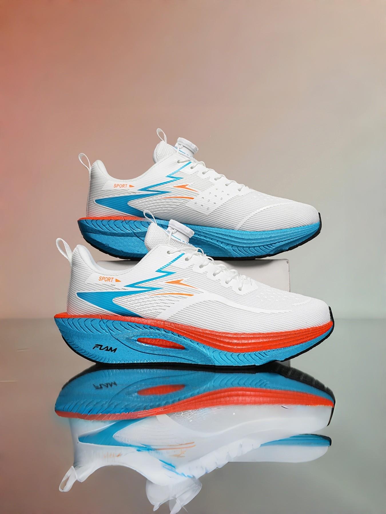 Men's Casual Sports Shoes, Outdoor Running Shoes, Outdoor Running Sneakers, Rotating Buckle Design, Laces-Free, Breathable Upper, Comfortable Liner, Ideal for Hiking