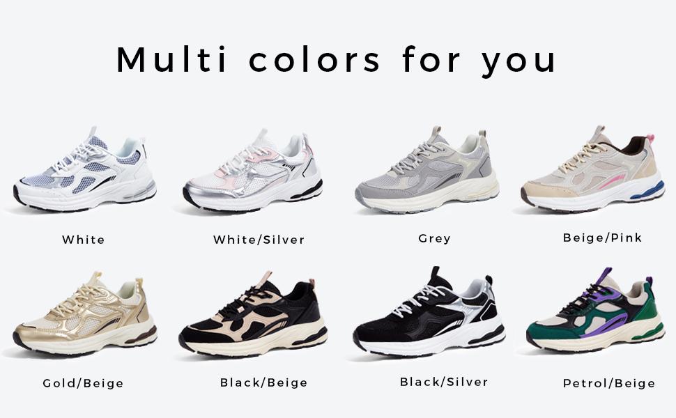 LUCKY STEP Women's Platform Chunky Fashion Sneakers Mesh Casual Running Tennis Workout Sport Work Trendy Athletic Walking Shoes Breathable Mesh Upper High-Density Foam Insole