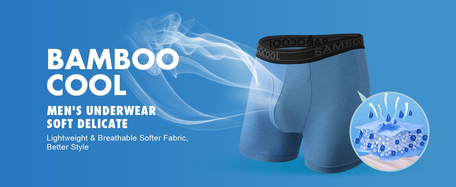 BAMBOO COOL Breathable Men's comfortable Underwear Modern Multipack Comfort soft Moisture-Wicking Boxer Briefs 6 Pack solid color  Men's Moisture Wicking Boxer Briefs  comfy breathable boxer brief Bamboo Boxer Briefs underwear men