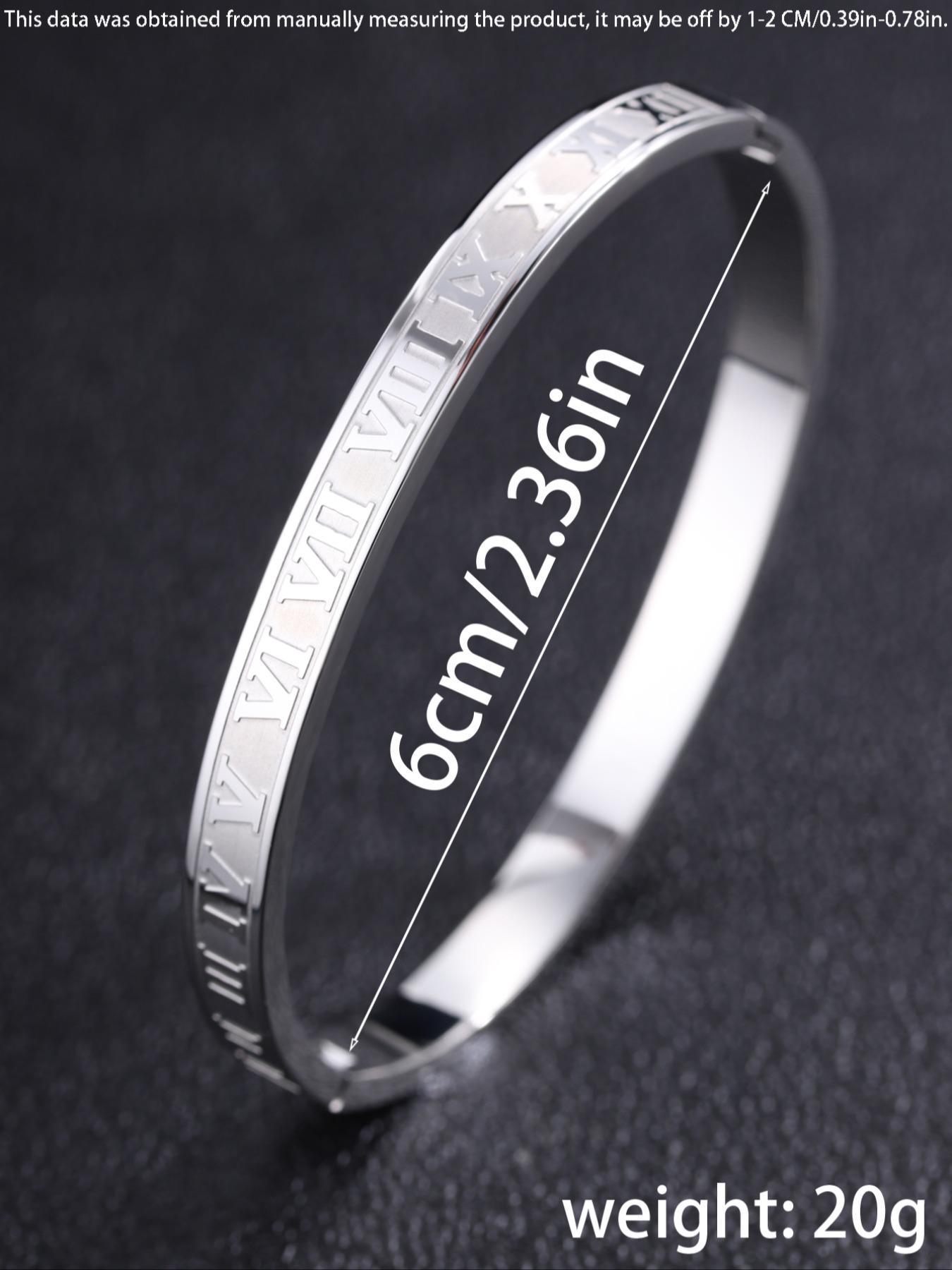 Unisex Street Style Roman Numerals Design Bangle, Gifts for Wife, Minimalist Trendy Bangle Bracelet for Women & Men, Chic All-match Vintage Jewelry As Gift, Elegant Minimalist Bangle
