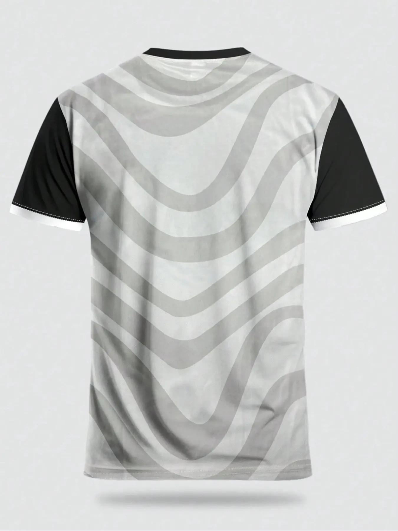 Men's German Football Print T-Shirt, and Germany National Team Style, Round Neck Short Sleeve Top, Sporty Loose Fit