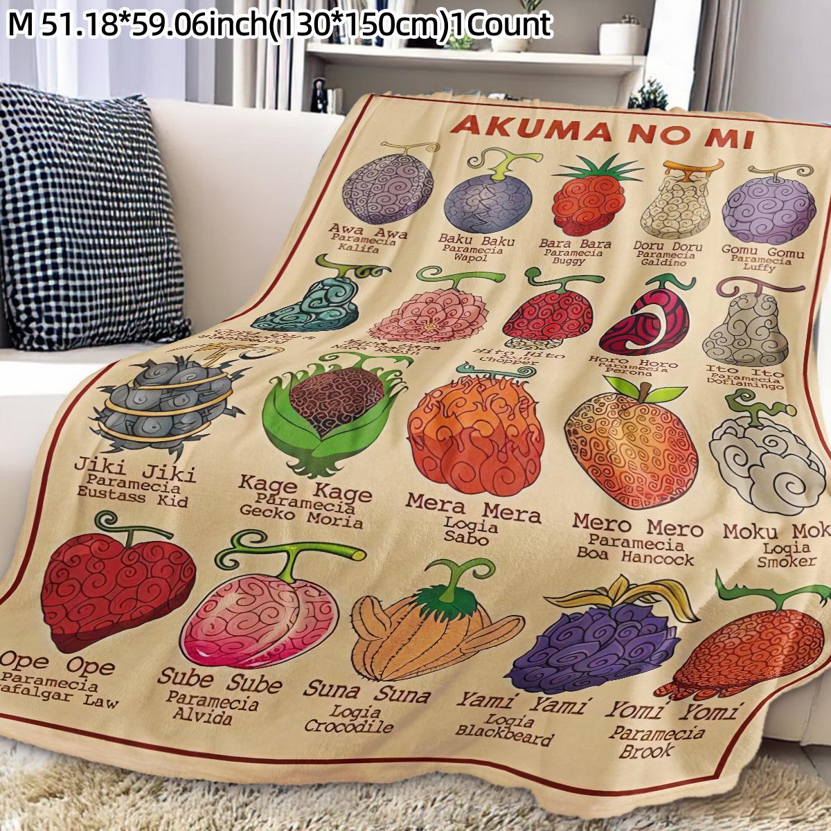 One Piece Demon Fruit Theme Flannel Blanket, Soft Warm Anime Style, Home Decor, Ideal for Fans, Daily Use, Gift Idea, Throw Blanket #GLOBAL PICKS