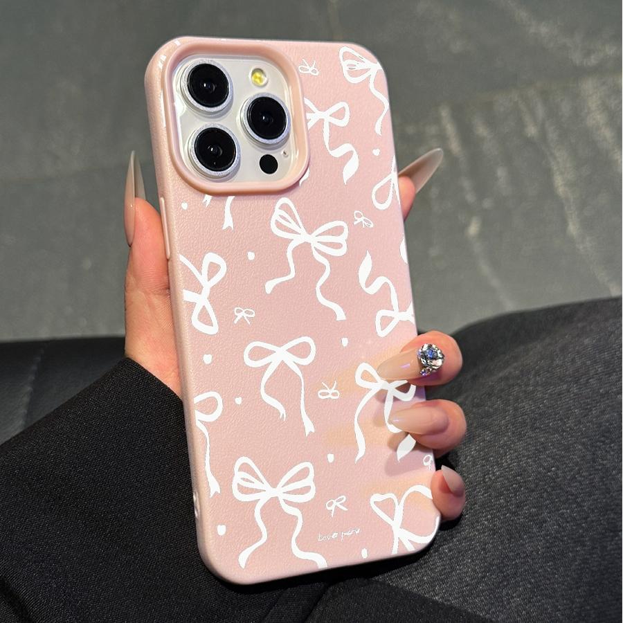 Bow Pattern Phone Case, Comfortable Feel, Protects From Drops, Fits Multiple iPhone Models, Durable Anti-Fingerprint Tpu Cover