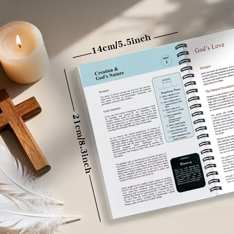 Bible Study Plan Guide, 52-Week Cycle, Size 13.97×21.08cm, Includes Registration, Reading, Prayer & Exploring the Power of the Bible
