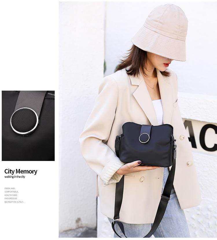 Elegant Crossbody Handbags for Women, Solid Oxford Cloth Commuter Bag with an Adjustable Wide Strap and Ring Accent, Crossbody Bags For Women, Hangable, Casual Commuting Bag, Casual Shoulder Purse