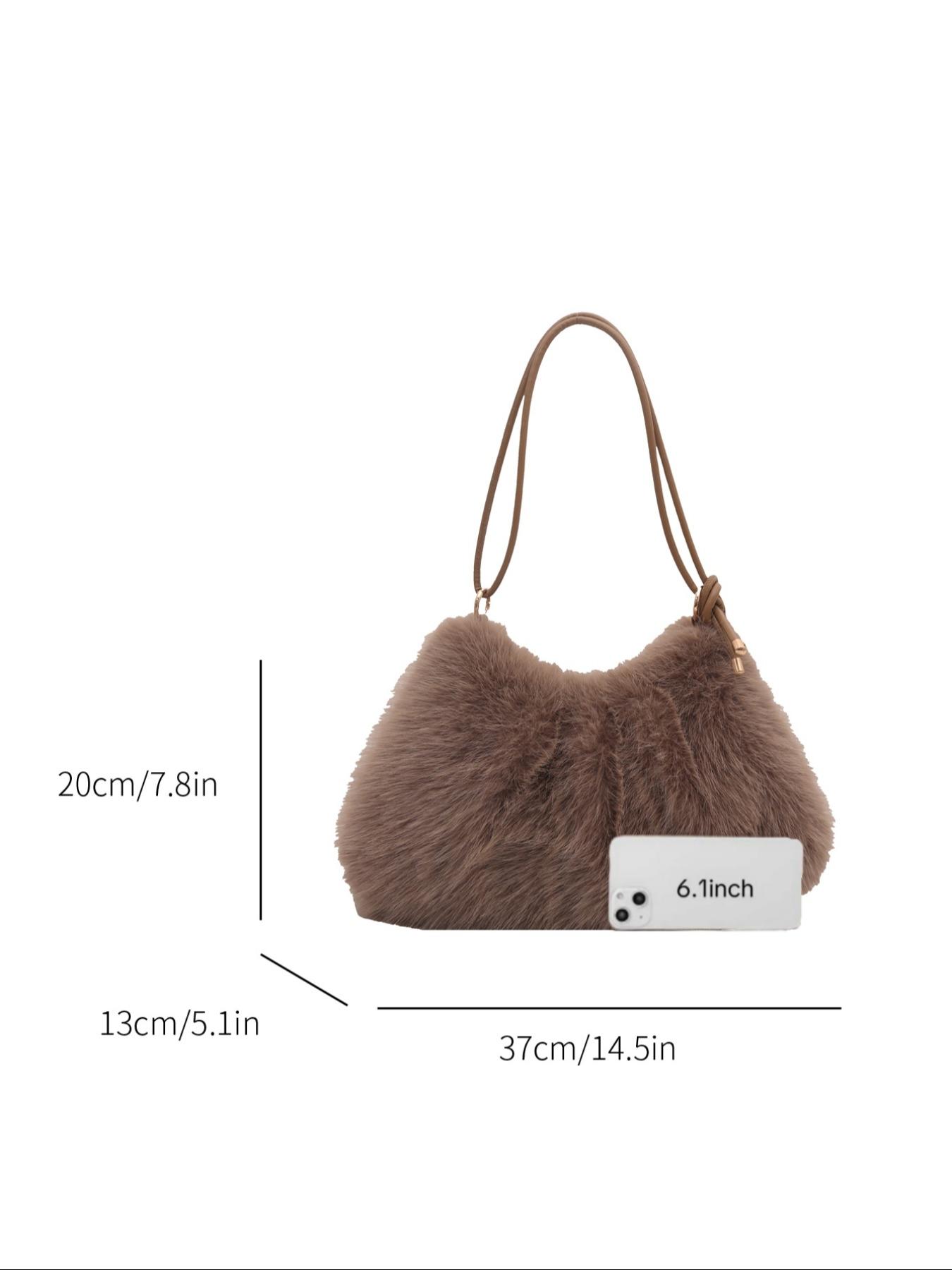 Women's Lightweight Plush Bag, Soft Handbag for University & Office Use, Perfect for Autumn Winter Seasons, Casual Daily Carryall, Elegant Shoulder Bag