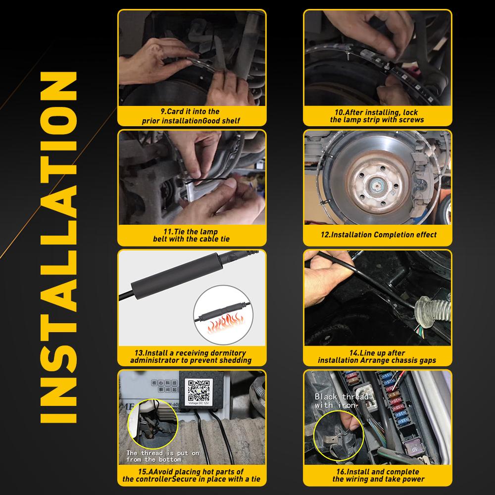 17.5" RGB & Chasing Flow Double Row LED Wheel Ring Rim Lights For Truck Car set