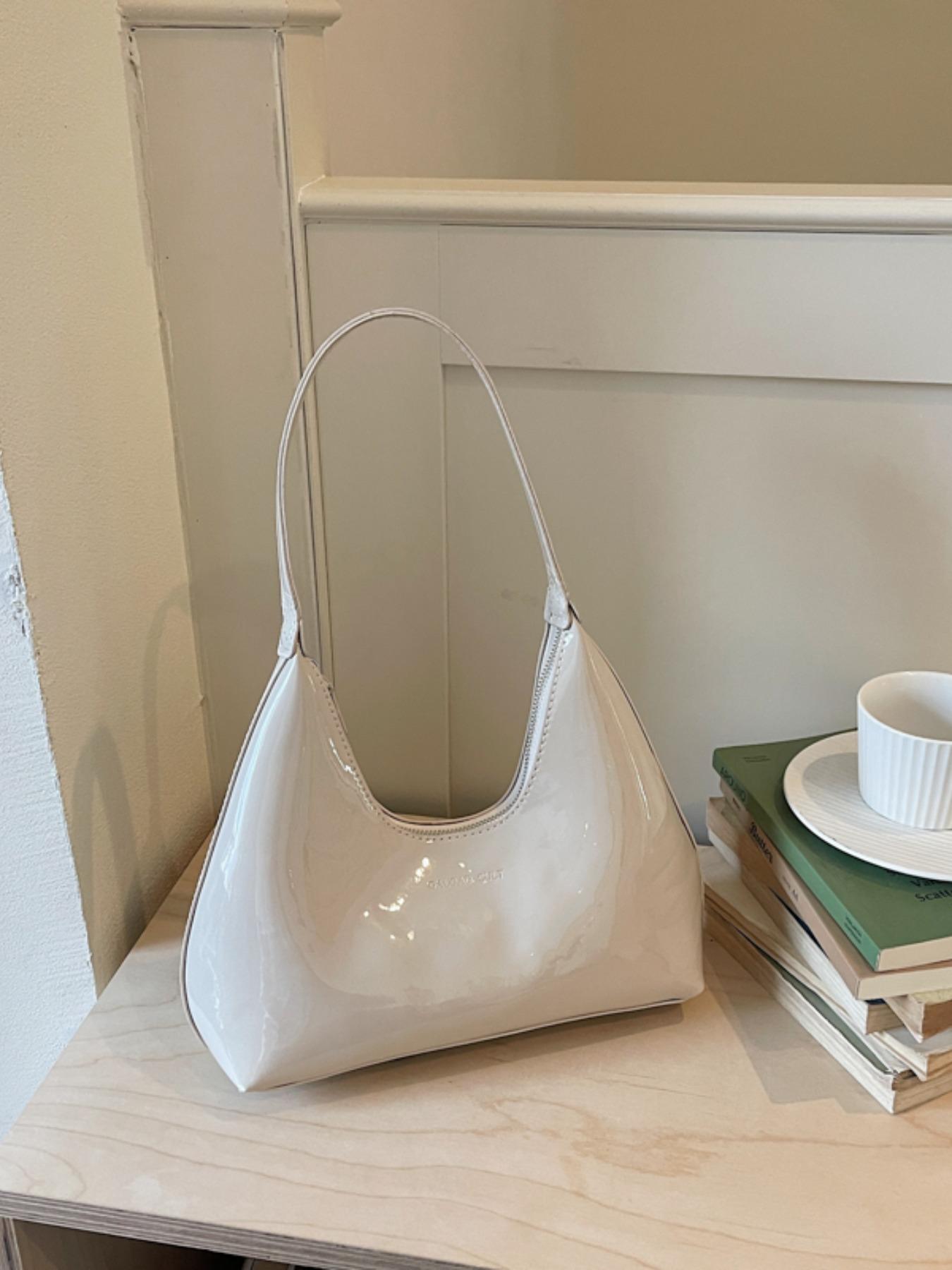 2026 New Fashionable Single Shoulder Bag, Chic Solid Color Retro Glossy Small Square Underarm Bag, Ideal for Commute, Travel, Parties, Shopping, Fashionable Bags