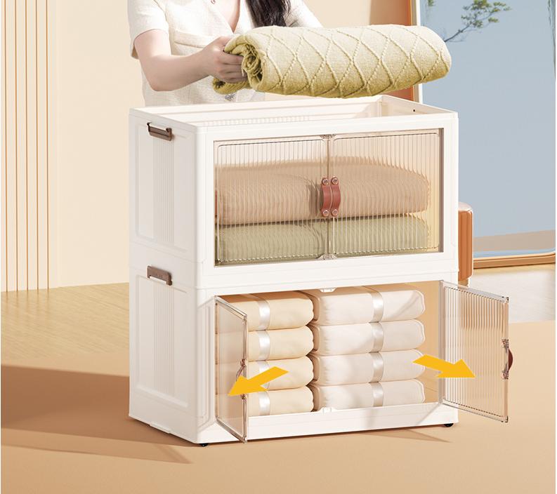 NLDD Stackable Storage Bins with Lid, Foldable Multifunctional Organizer, Folding Storage Box with Doors, Plastic Collapsible Storage Containers Open Front, Used in Living Room,Bedroom,Bathroom NLDD Stackable Storage Bins with Lid, Foldable Multifunctional Organizer, Folding Storage Box with Doors, Plastic Collapsible Storage Containers Open Front, Used in Living Room,Bedroom,Bathroom