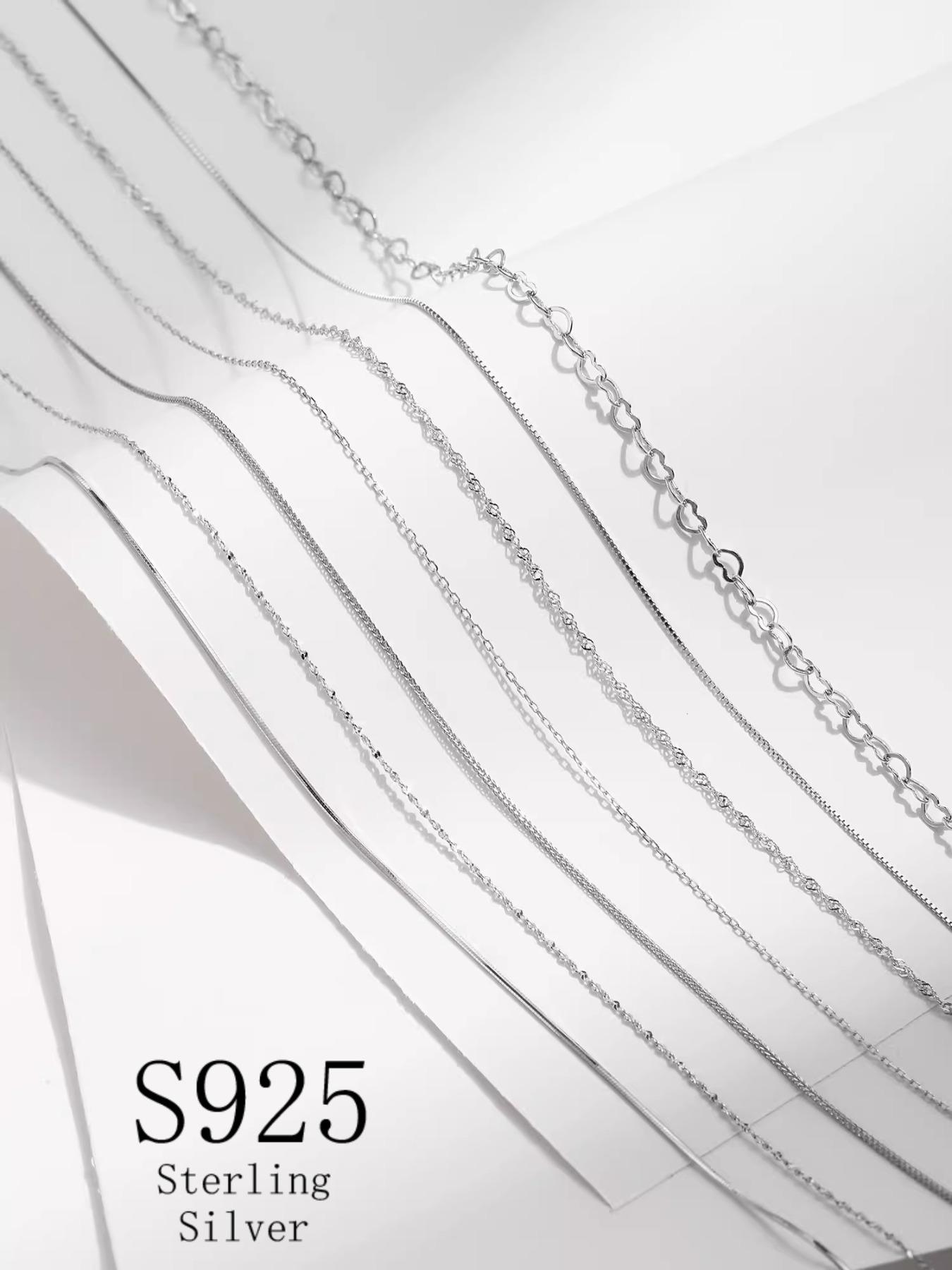 925 Sterling Silver Elegant Chain Necklace, Fashion Jewelry for Party, Daily Clothing Decor, Trendy All-match & Exquisite Jewelry for Birthday Gift, Cuban Chain, Cuban Chain Link