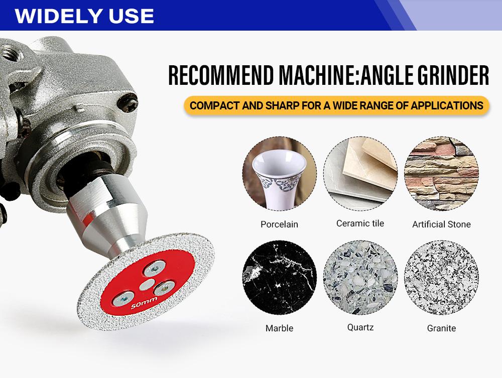 LOZLIN 3PCS 2" Diamond Saw Blades with 5/8-11 Removable Flange, Corrugated Teeth for Angle Grinders, Dry Cutting, High Efficiency Cutting Engraving Stone Tile Metal, Durable Mini Grinding Discs for Stone Finishing