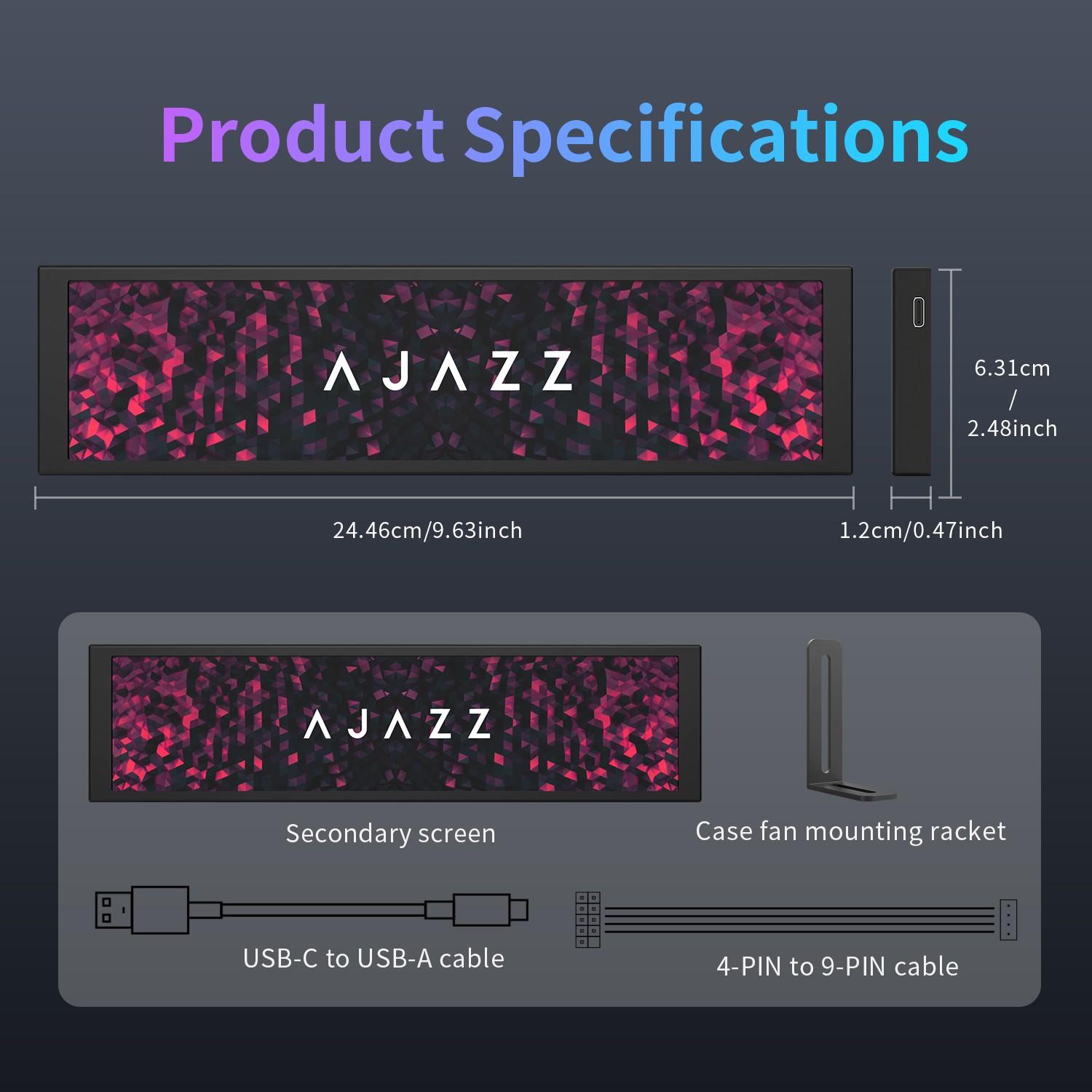 AJAZZ AKP02 DIY computer secondary screen 9.2-inch USB interface does ...