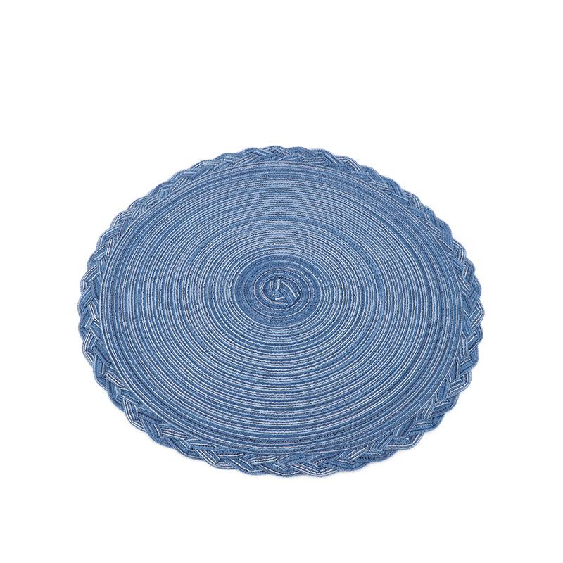 15 inch/38cm Round Placemats Set of 4 Boho Woven Braided Border Table Mats Washable Heat Resistant Circle Place Mats, Natural Style Woven Cotton Placemats for Dining Table  Party Holiday Banquets