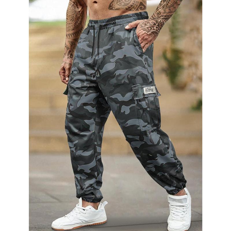 Men's Plus Size Jogger Pants, Relaxed Fit Casual Cargo Sweatpants with Elastic Drawstring Waist & Zipper Large Side Pockets, Lightweight Breathable All-Season Tapered Joggers for Daily Wear, Workout, Jogging, Hanging Out, Big Size Man Clothing