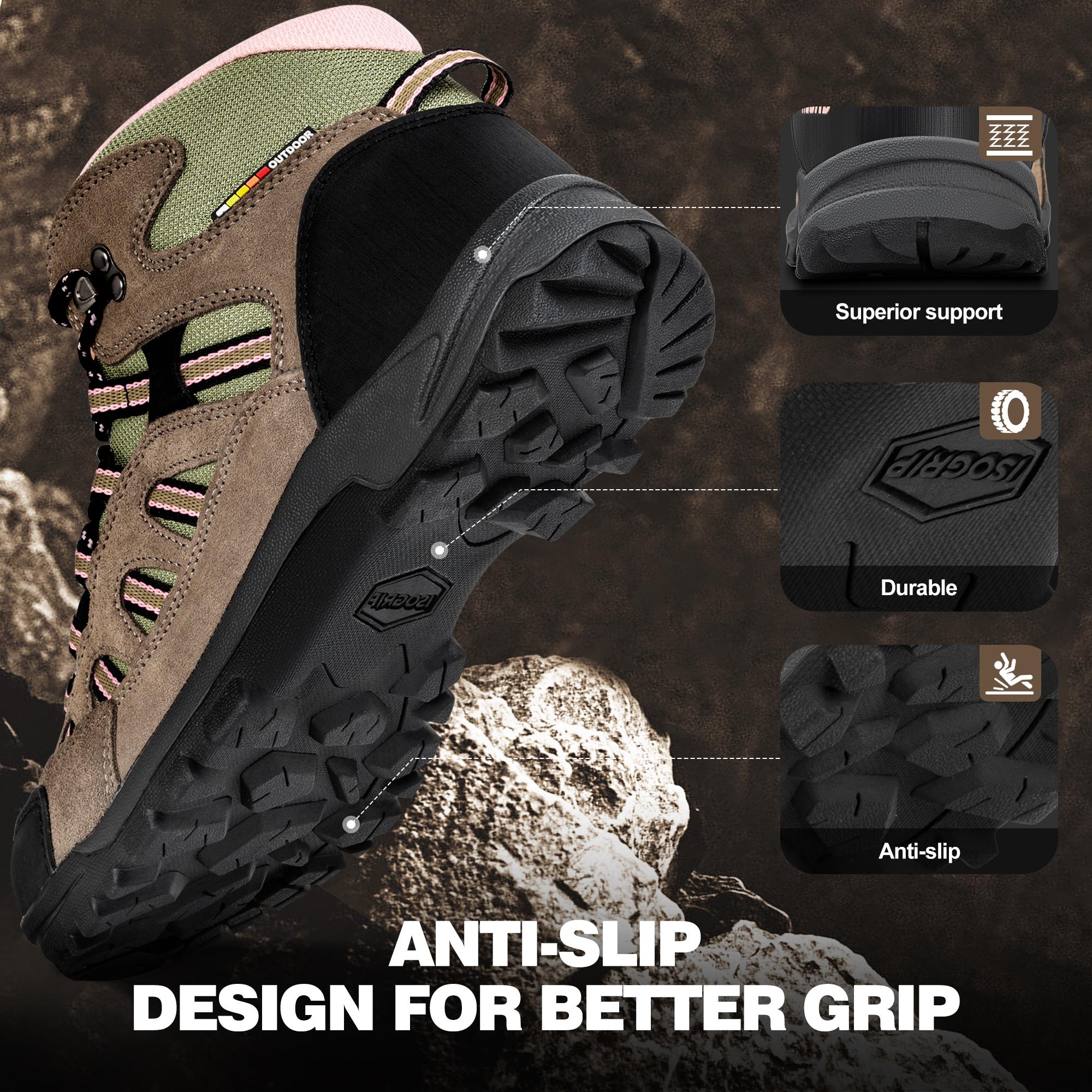 R CORD Women's Hiking Boots Waterproof Lightweight Women's Hiking Shoes Ankle Support Outdoor Hiking Shoes Non-slip Stable Shoes Weatherproof Footwear Durable Rubber Sole Tread Pattern Stability R CORD Women's Hiking Boots Waterproof Lightweight Women's Hiking Shoes Ankle Support Outdoor Hiking Shoes Non-slip Stable Shoes Weatherproof Footwear Durable Rubber Sole Tread Pattern Stability