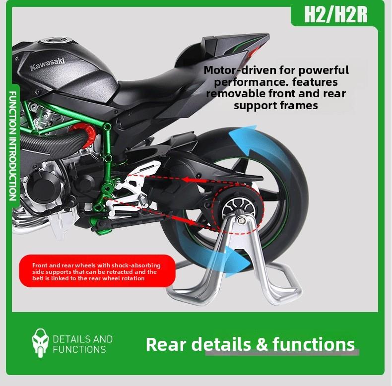 [Gift Set] Ready-to-use 1:9 Kawasaki H2R alloy motorcycle model simulation spray machine vehicle figurine as a gift