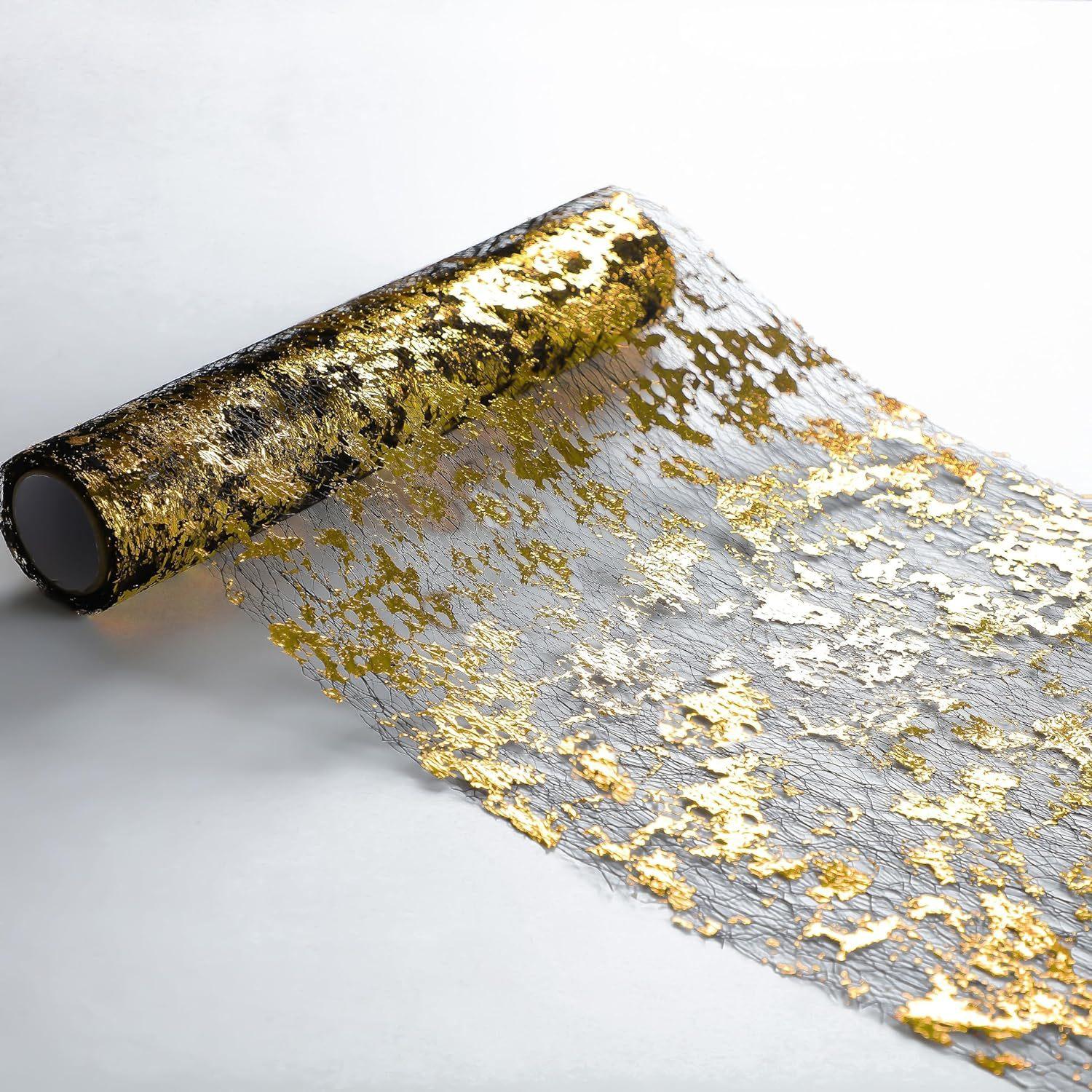 Mesh Table Runner, Elegant Event Decor Material, Perfect for Festivals, Parties, Weddings, Luxurious Golden Tablecloth