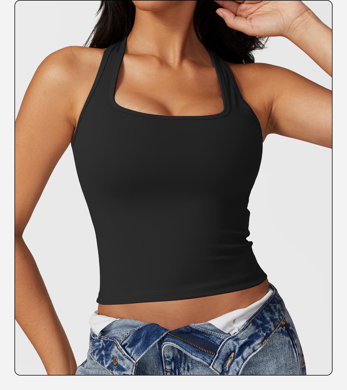 MFVIM Women's Sports Tops Casual Work Vest Basic Tank Top 2025 Summer Camisole Tank Slim Sleeveless Top Skinny Womenswear Sakura Pink Workout Activewear Gymclothes workout tops gym shirts sporty