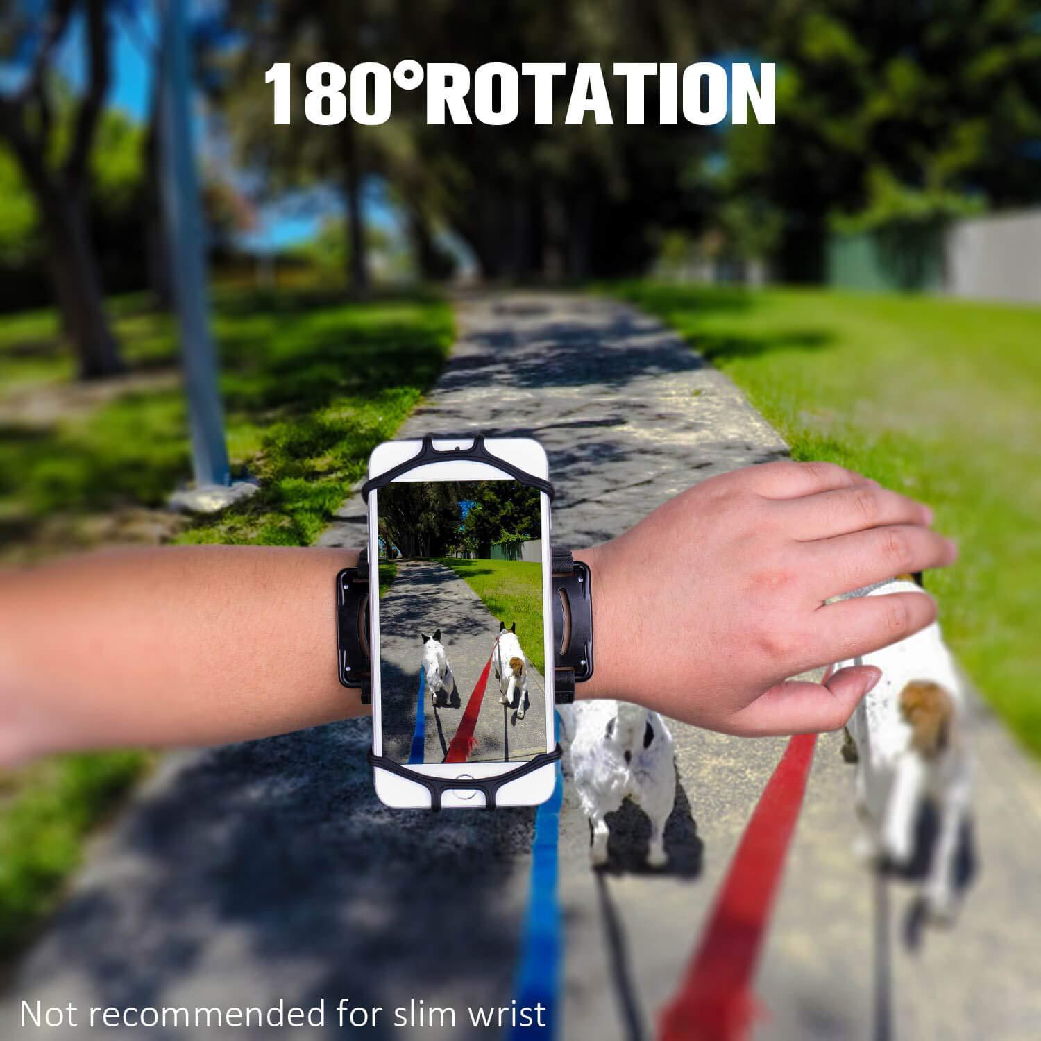 360° Rotating Sports Armband Phone Holder, Hands Free Wrist Mount for Running, Fitness & Delivery Work