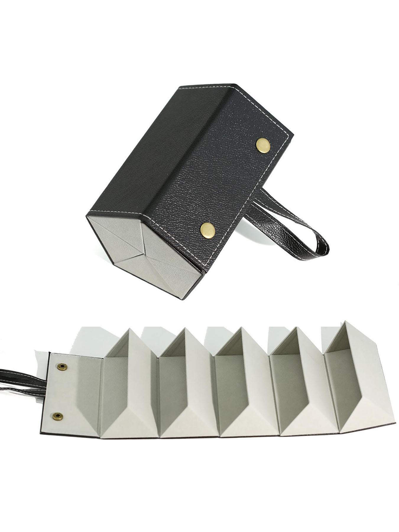 Simple Leather Multi-Compartment Eyeglass Case, Nearsighted Glasses Sunglasses Storage Box, Foldable Eyewear Organizer Holder