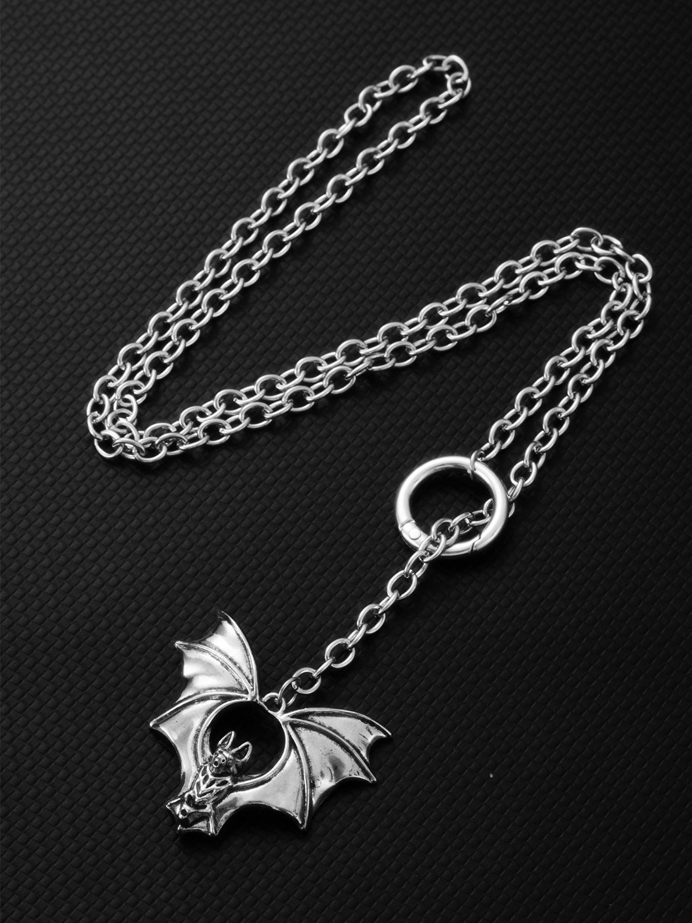 Gothic Dark Style Bat Pendant Long Necklace, Vintage Punk Unisex Party Design, Unique Personalized Jewelry for Men and Women, Gothic Mystery Jewelry Gothic Dark Style Bat Pendant Long Necklace, Vintage Punk Unisex Party Design, Unique Personalized Jewelry for Men and Women, Gothic Mystery Jewelry