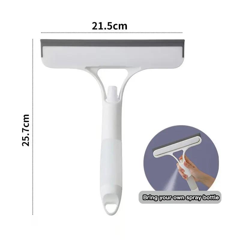 3-in-1 Glass Cleaner Scraper + squeegee + scrubber + spray in one design, easy to deal with home windows, mirrors and car windscreen cleaning! Efficient cleaning, one scrape and you're clean!