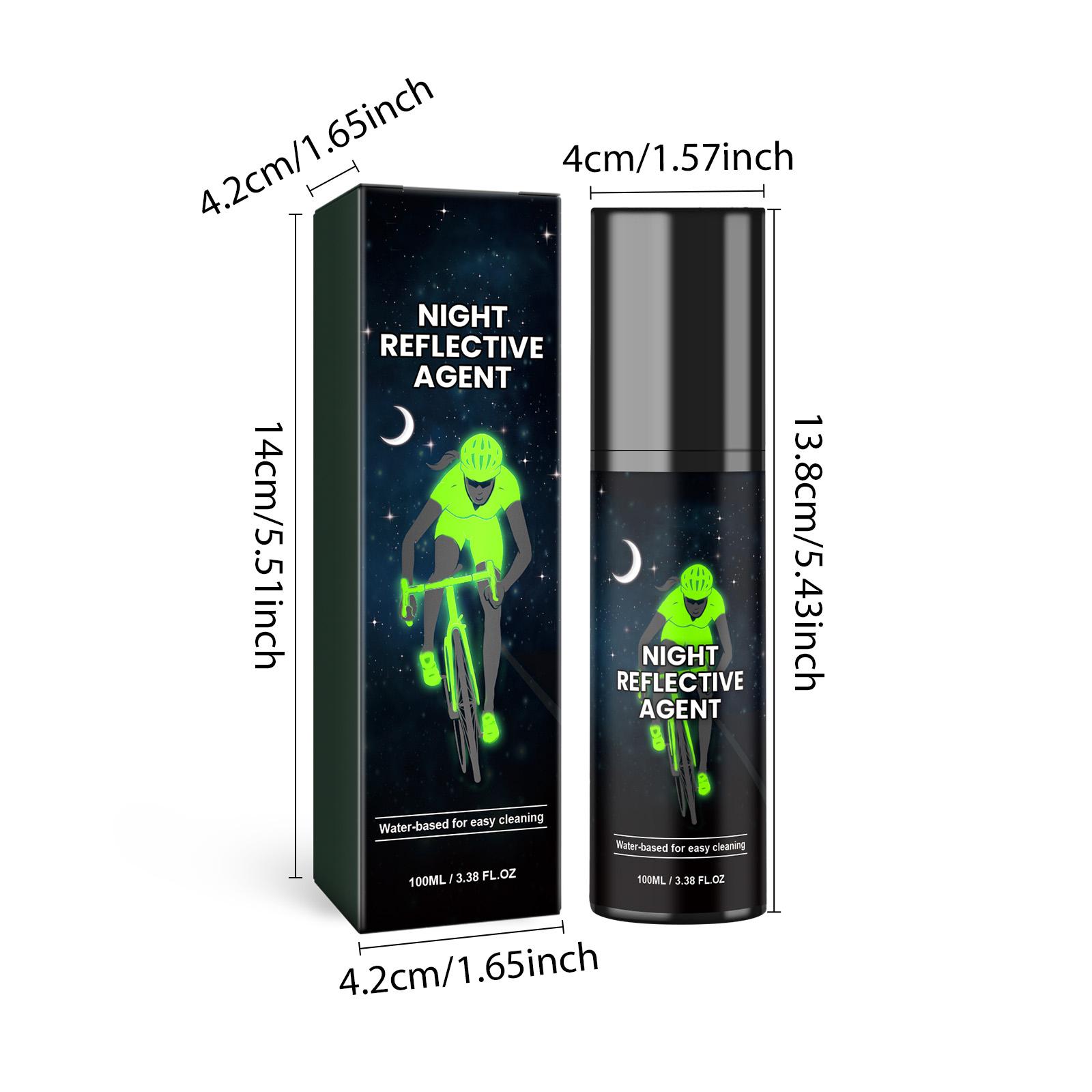 Night Reflective Spray Bottle - Environmental Fluorescent Glow-In-Dark Coating for Bicycle Gear, Car Exterior Accessories; Clean First Before Application