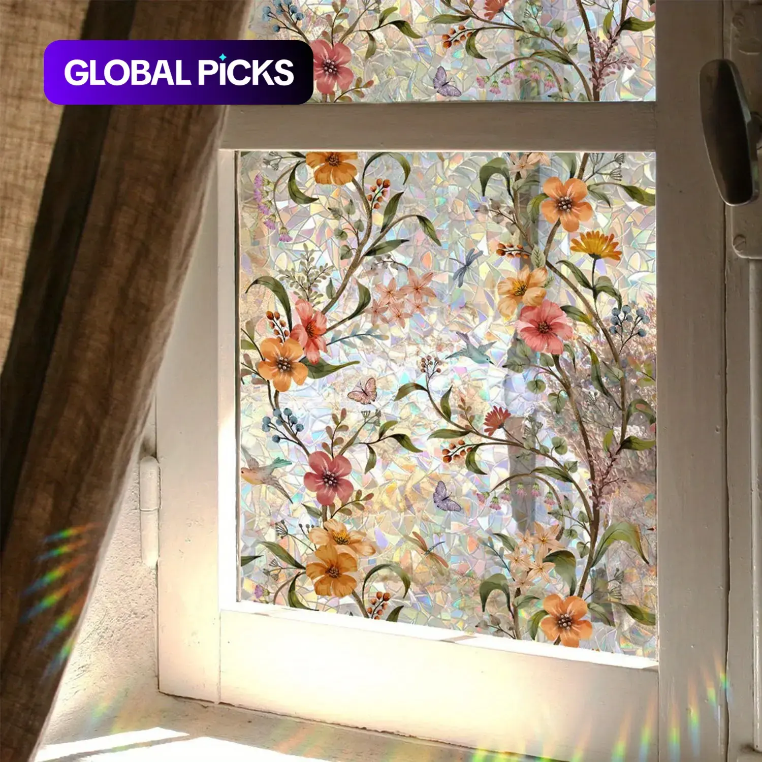 2026 Stained Glass Window Film Roll, Privacy Protection & Decorative Design, Easy-Apply Rainbow-Colored Window Decals for Glass Windows Glass Decal Sticker for Windows, Ideal New Year Spring Gift, Decorative Stickers, Sticker Decoration #GLOBAL PICKS