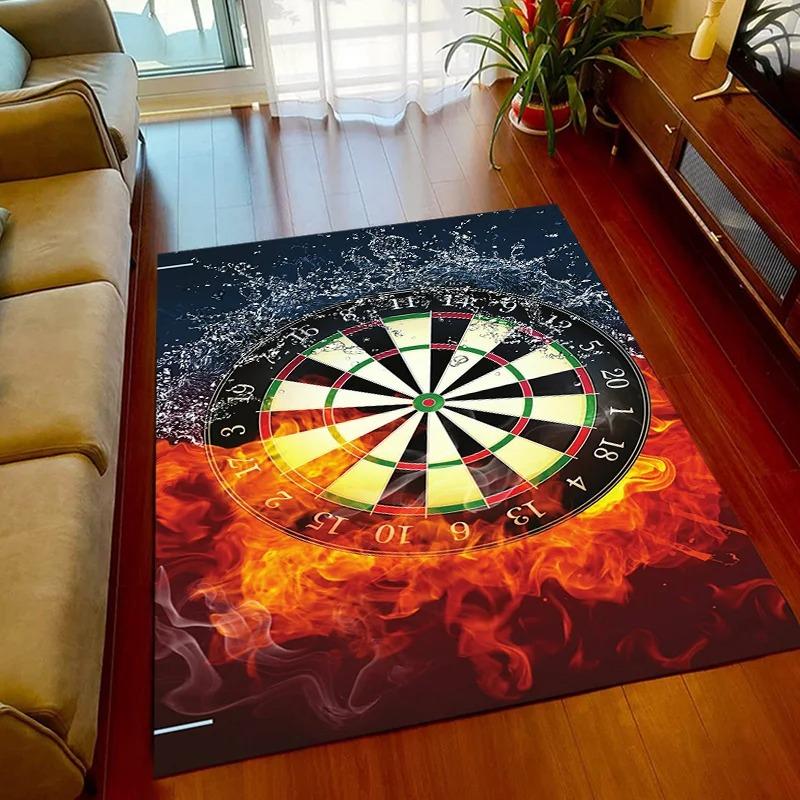 Keep Calm And Play Darts Flannel Area Rug - Dart Board Print Soft Mat for Game Room & Man Cave, Non-Slip Sports Home Decor #DartsRug #GameRoomMat #SportsHomeDecor #DartBoardCarpet #NonSlipFlannelRug