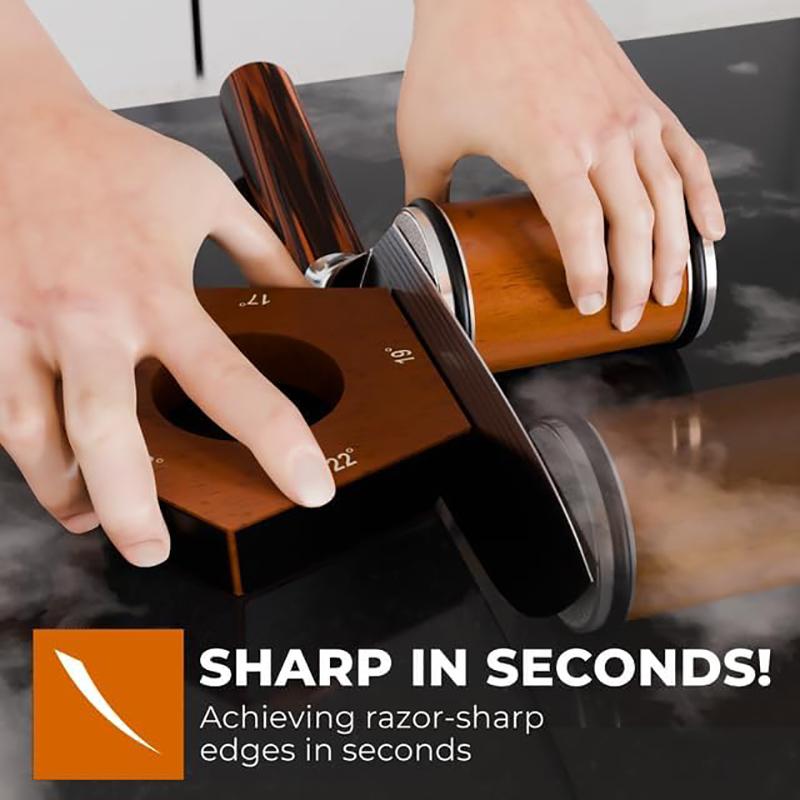 Rolling Knife Sharpener Engineered for Straight Edge and Premium Stone Set for sharpening 5
