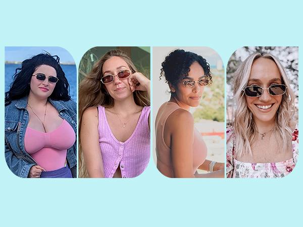 SOJOS Small Y2k Narrow Rectangle Sunglasses Womens Mens Retro 80s 90s UV400 Sunnies