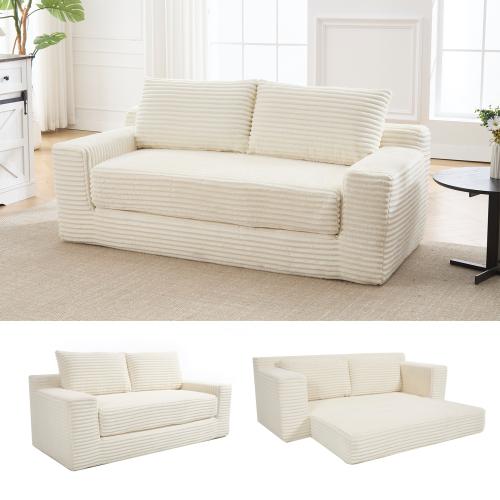 【New Year Sales】 Niccae Convertible Loveseat Sofa Bed – 2-in-1 Boneless Couch with Soft Corduroy Fabric and Memory Foam, Ideal for Small Spaces, Apartments, Home Office & Bedroom