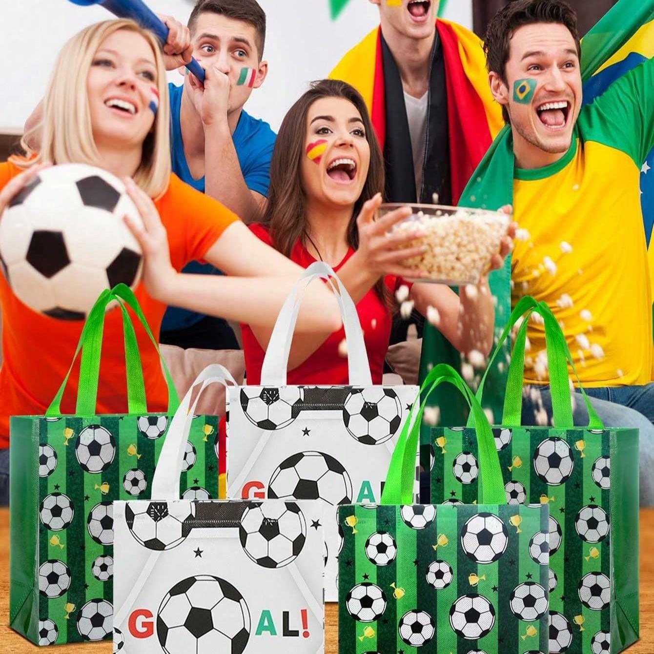 Football Theme Gift Bags, Reusable Non-Woven Candy Snack Bags with Handle, Perfect for Football Team Parties and Birthday Gifts