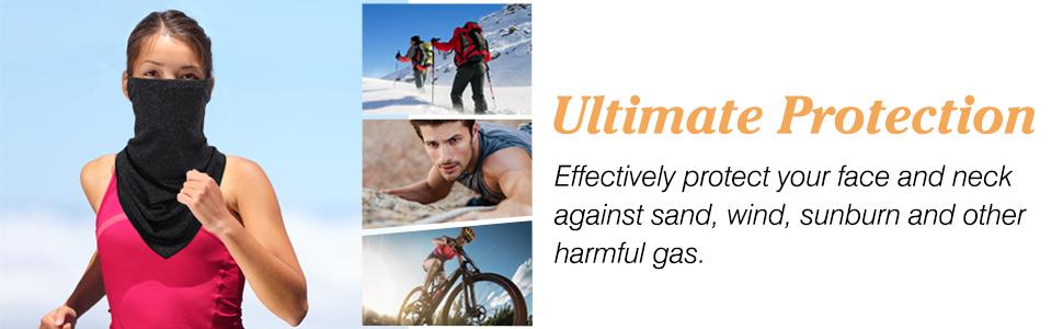 MoKo Scarf Mask Bandana with Ear Loops 3 Pack, Neck Gaiter Balaclava with Filter Pocket Face Mask for Outdoor for Women Men  freeski masks tube outdoor sport