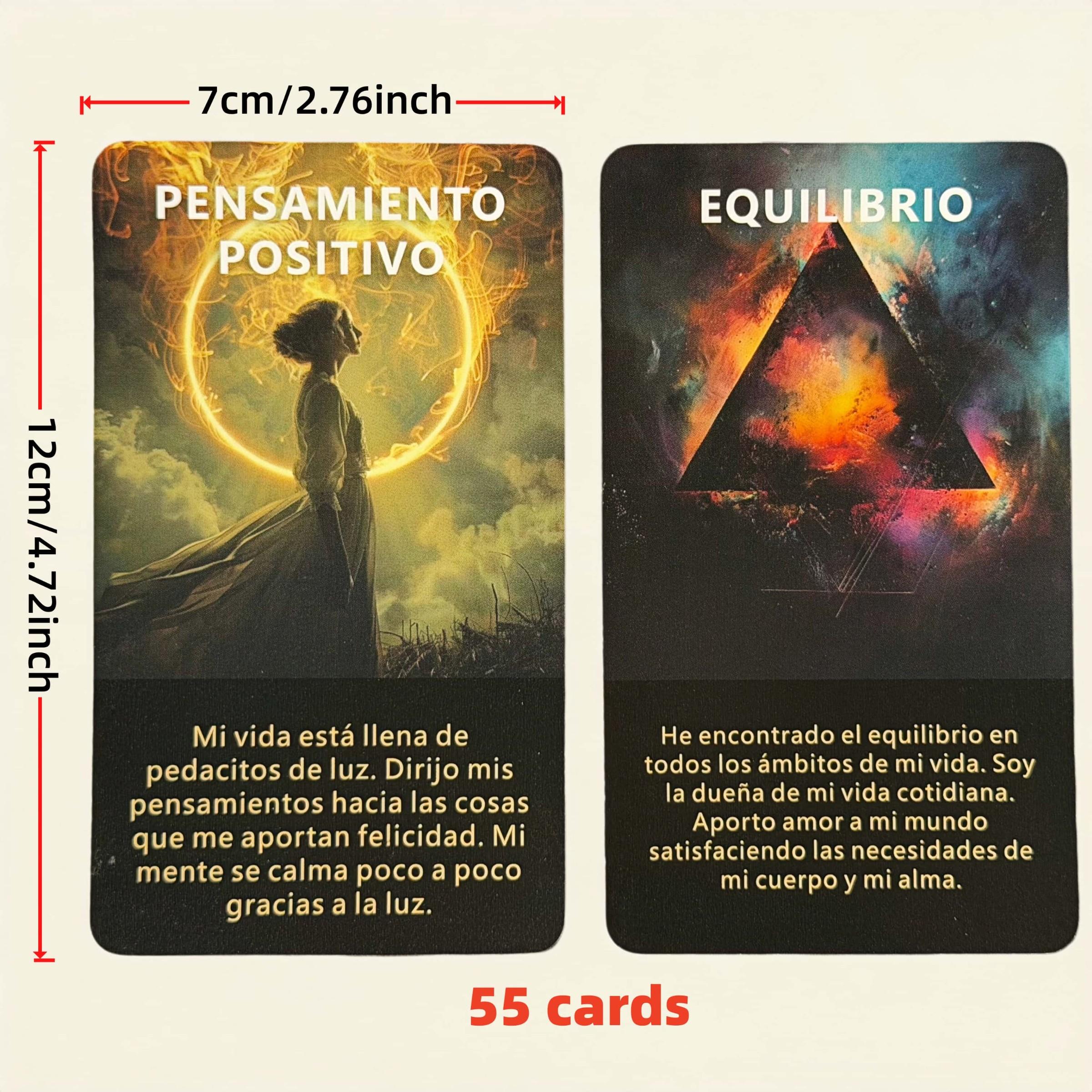 Spanish Oracle Cards, 55 Tarot Cards, Divination Tool, Inner Light Spiritual Connection, Energy Reading, Meditation, Medium Use