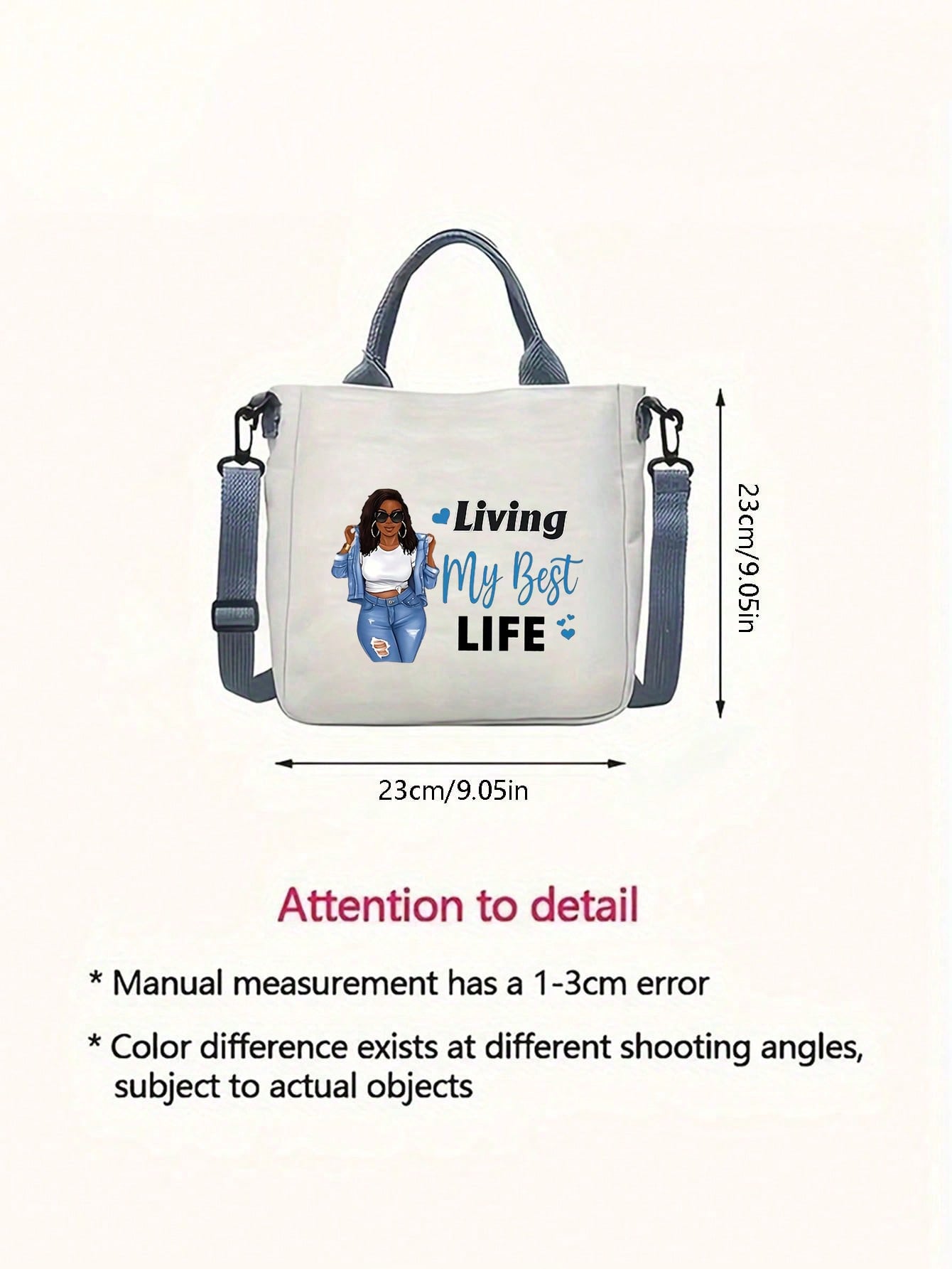 Blue Canvas Crossbody Bag, Personalized Handbag, Casual Shoulder Bag, Large Capacity, Foldable, Ideal for Travel, Gifts