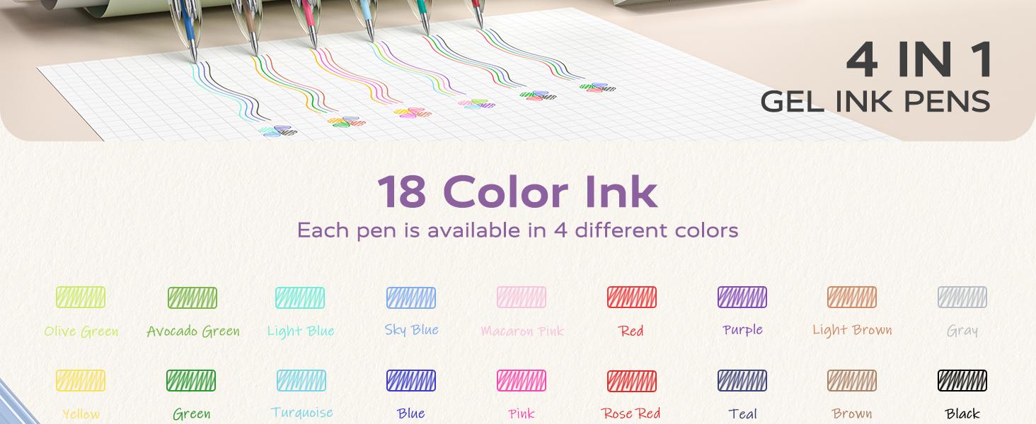 Four Candies Nurse Pen 6 PCS Multicolor Gel Pens 0.5mm 4-in-1 Ink for Office School & Back to School Supplies 18Colors Retractable Ergonomic Design Blue White Pink Black Four Candies Nurse Pen 6 PCS Multicolor Gel Pens 0.5mm 4-in-1 Ink for Office School & Back to School Supplies 18Colors Retractable Ergonomic Design Blue White Pink Black