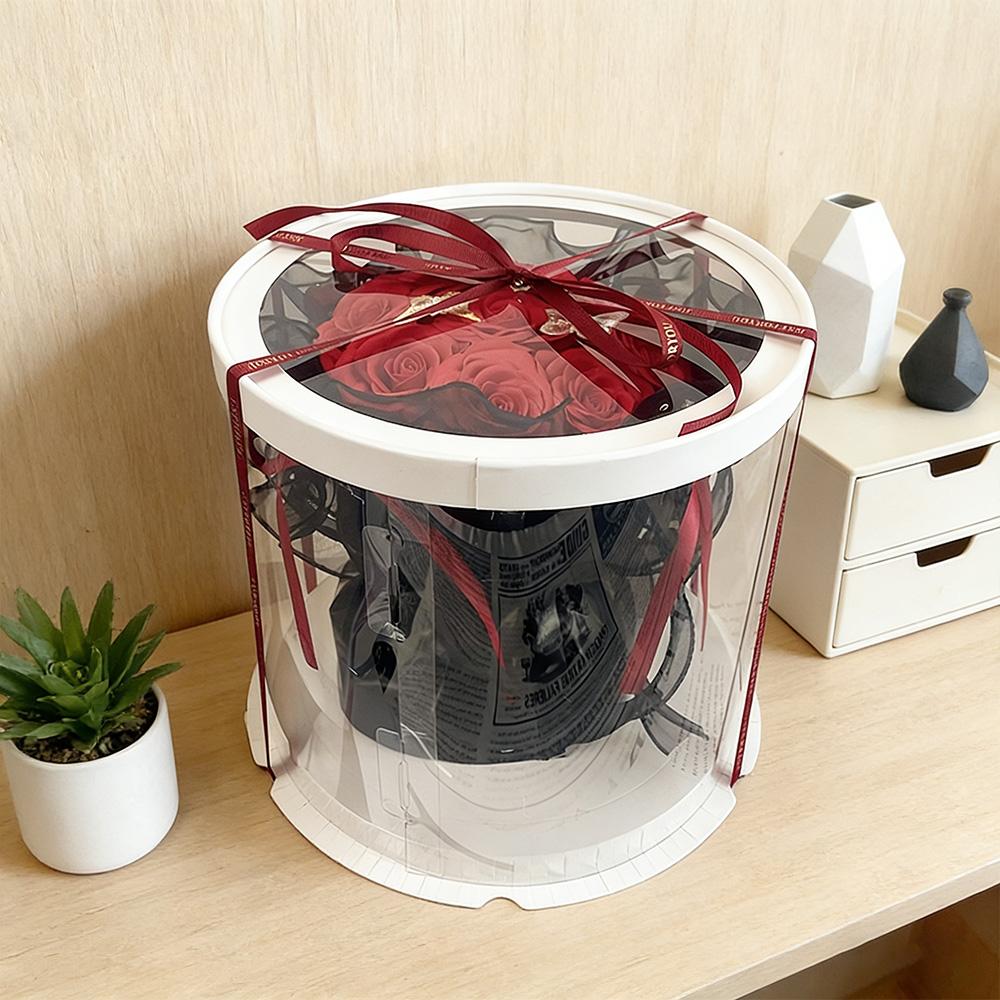 Scented Soap Rose Bouquet in Clear Box, 10.6" Pre-wrapped Eternal Fake Flowers with Butterflies, Luxury Gift for Mom Wife Girlfriend, Mother's Day 2026 Romantic Anniversary Centerpiece