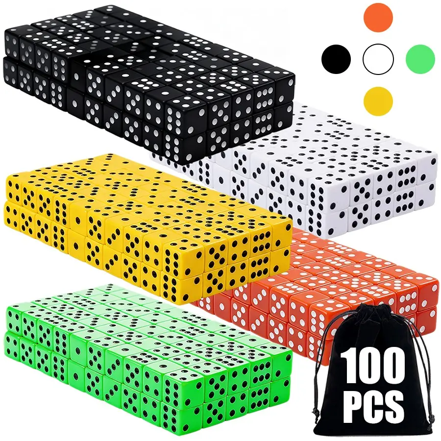 100pcs 8mm Small Square Corner Bulk Dice with Storage Bag, Perfect for Tabletop Games, Party Activities, Leisure Games, DIY Craft Props