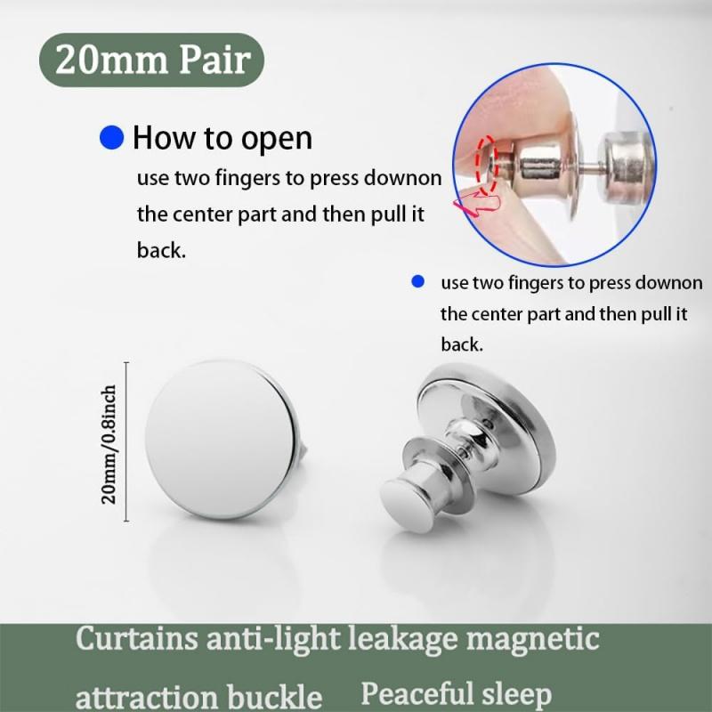 8 pairs Magnetic Curtain Clips, Light Blocking Curtain Magnets to Keep Curtains Closed, for Bedroom Home Office Draperies