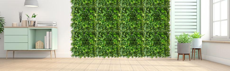 Grass Wall Panel Backdrop Wall,Artificial Green Plant Home Hanging Decoration,Indoor Outdoor Backyard Garden Fake Hedge room decor 20*20" 6 Pack