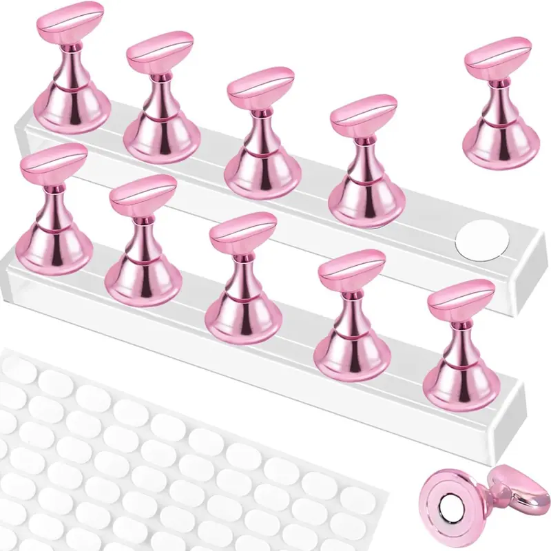 Oval Shape Transparent Double Sided Nail Stand Adhesive Dots, No Residue Self-Adhesive Nail Tip Holder Sticky Dots for Nail Art Practice Color Swatch Press On Nail Display Manicure Salon Home DIY