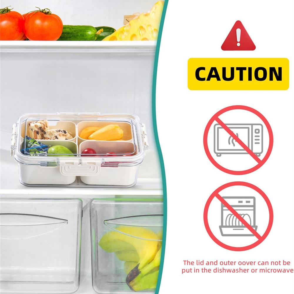 Four-Compartment Covered Snack Box, Food Storage Container, Ideal for Parties, Guests, Kitchen Use, Fruit Vegetable Snack Organizer