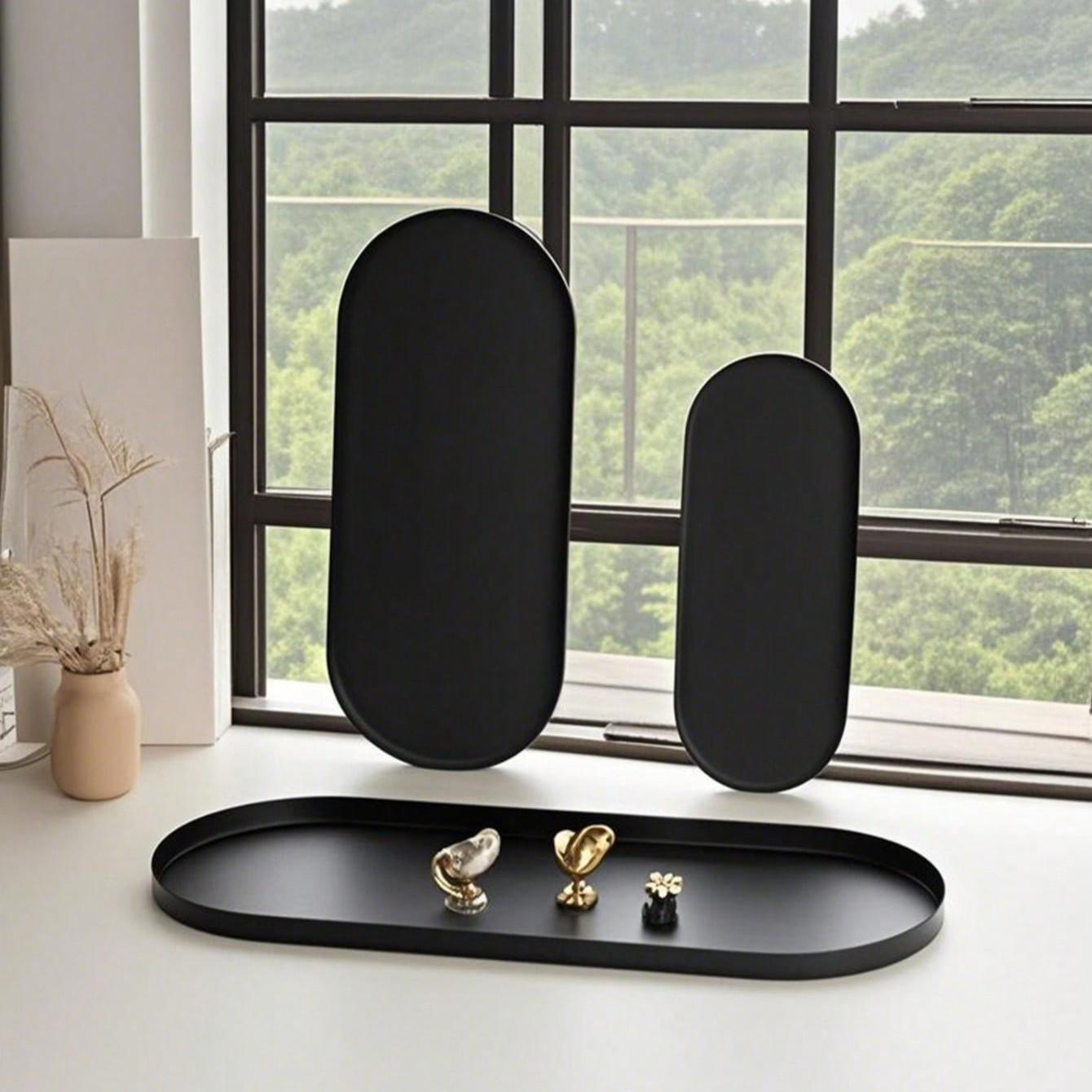 Minimalist Oval Tray, Desktop Cosmetics Organizer, Matte Bathroom Makeup Desk Storage, Jewelry Holder, Decorative Tray